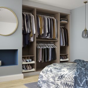 Libretto light grey wardrobe with cameo interior view