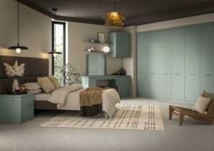 Eaton fern green bedroom with modern fitted furniture