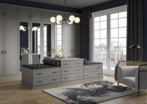Foxton dust grey bedroom wardrobe with sliding doors
